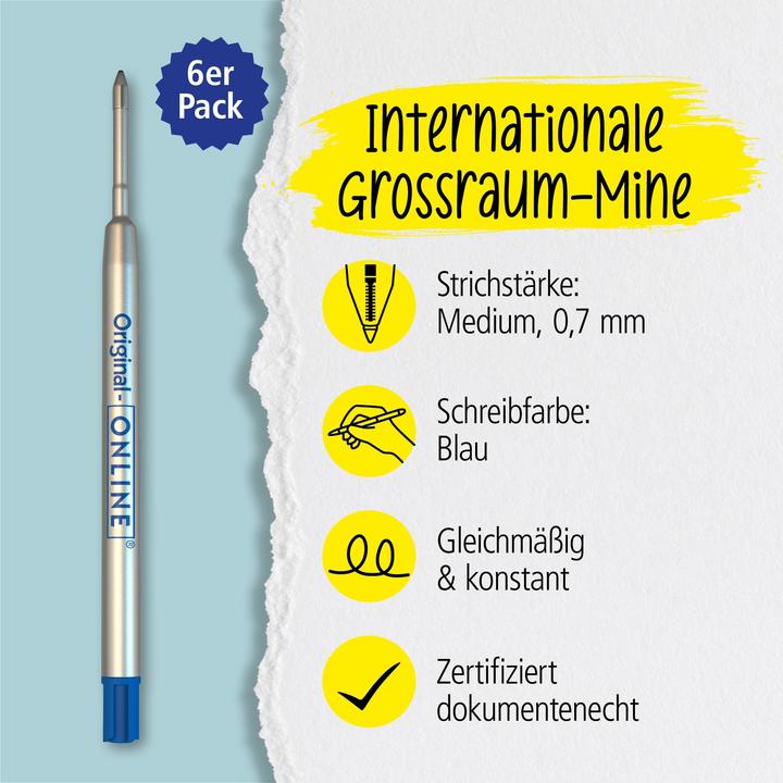 Produktbild Online Kugelschreibermine 70038 6 Stück Blau (Nachfülleinheit, Blau, 0.60 mm)