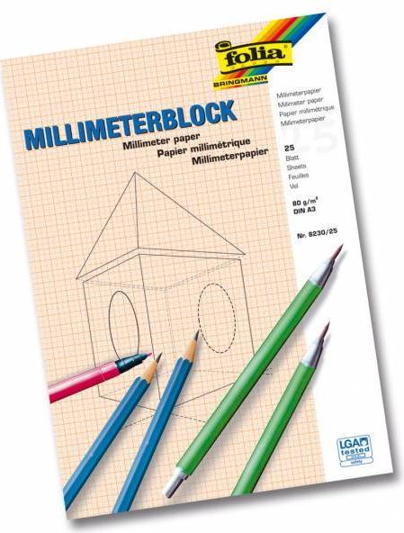 Produktbild Folia Millimeterpapier Block (A3, Kariert, Harter Einband)