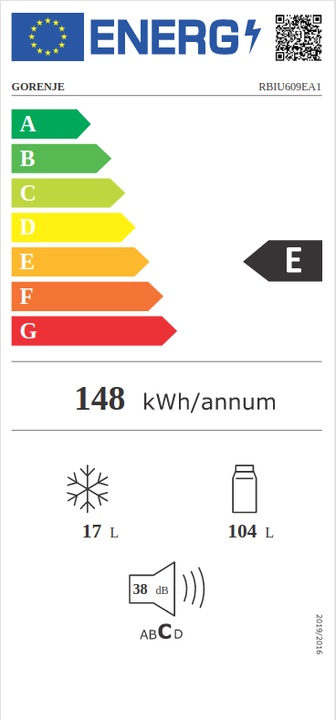 Energy Label Gorenje RBIU609EA1 (121 l)
