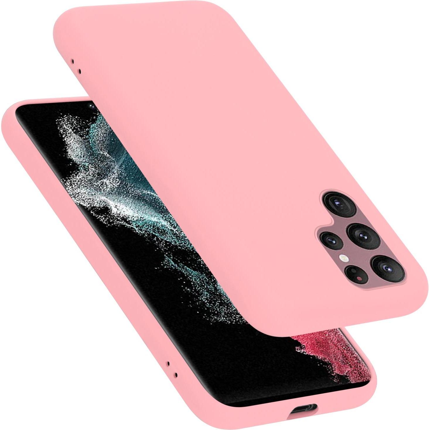 Cadorabo TPU Liquid Silicone Case Hülle (Samsung Galaxy S22 Ultra), Smartphone Hülle, Rosa