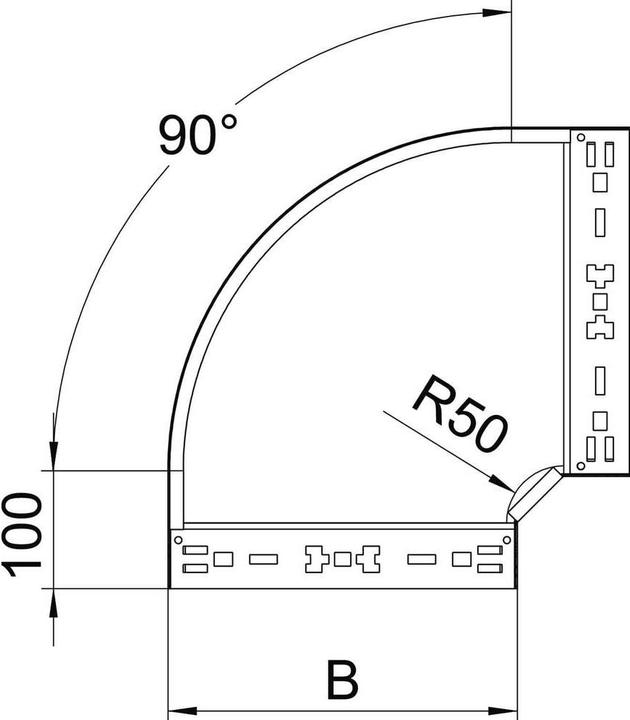 Actual product image OBO Bettermann Bend 90° with quick connection RBM 90 620 FT 60x200 (20 cm)