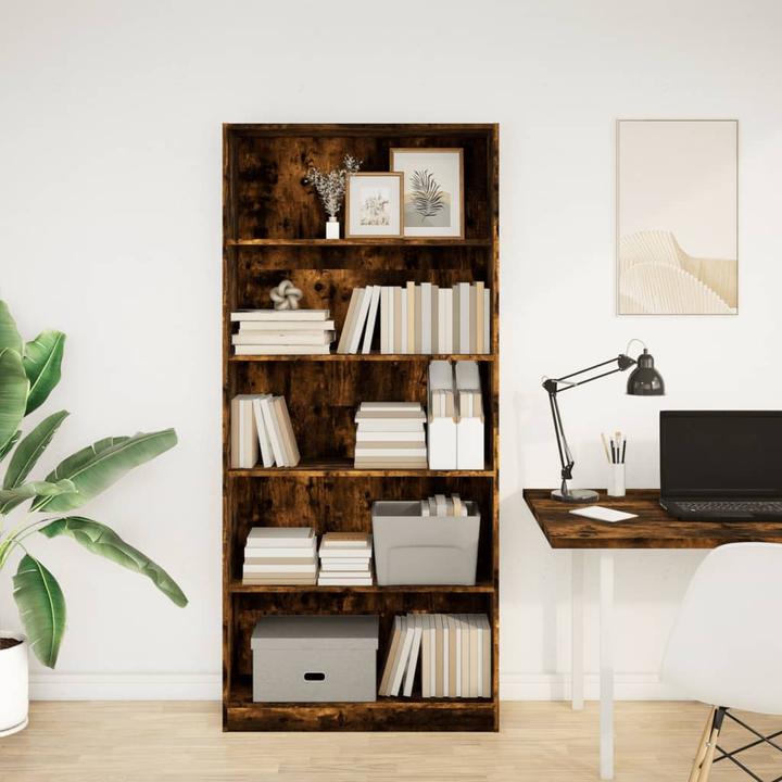 Produktbild vidaXL Bücherregal Regal Standregal Büroregal Aufbewahrungsregal Räuchereiche (80 x 24 x 176 cm)