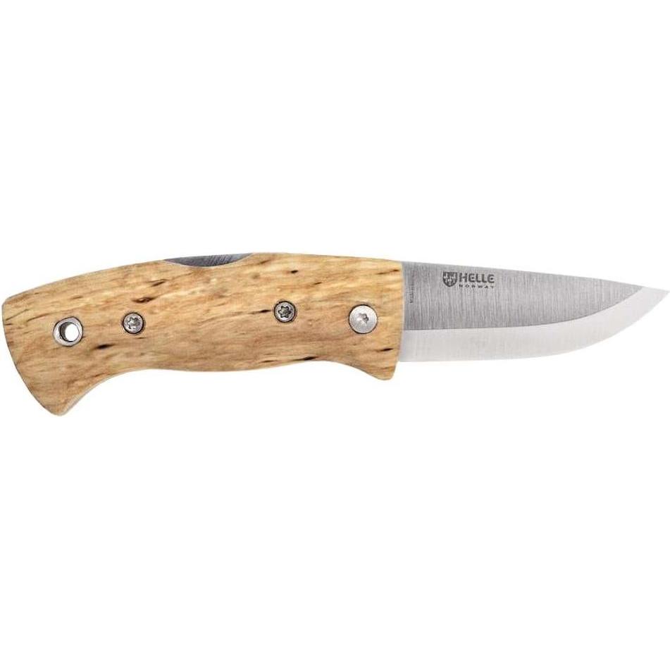 Helle, Mehrzweckmesser, Taschenmesser Kletten, Dreilagenstahl, Maserbirke, Back Lock (5.50 cm)