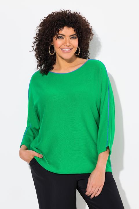 Produktbild Ulla Popken Pullover, Piping, U-Boot-Ausschnitt, 3/4-Arm (58)
