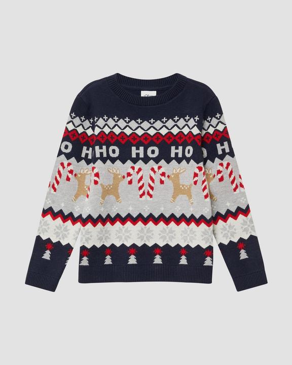 Produktbild s.Oliver Strickpullover Strickpullover mit weihnachtlichem Jacquard-Muster (116, 122)