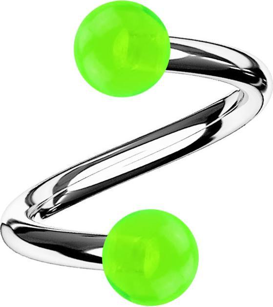 Immagine prodotto Star Piercing Micro spirale argento con due sfere verde trasparente (Materiale sintetico, Acciaio chirurgico 316L, senza ottone)