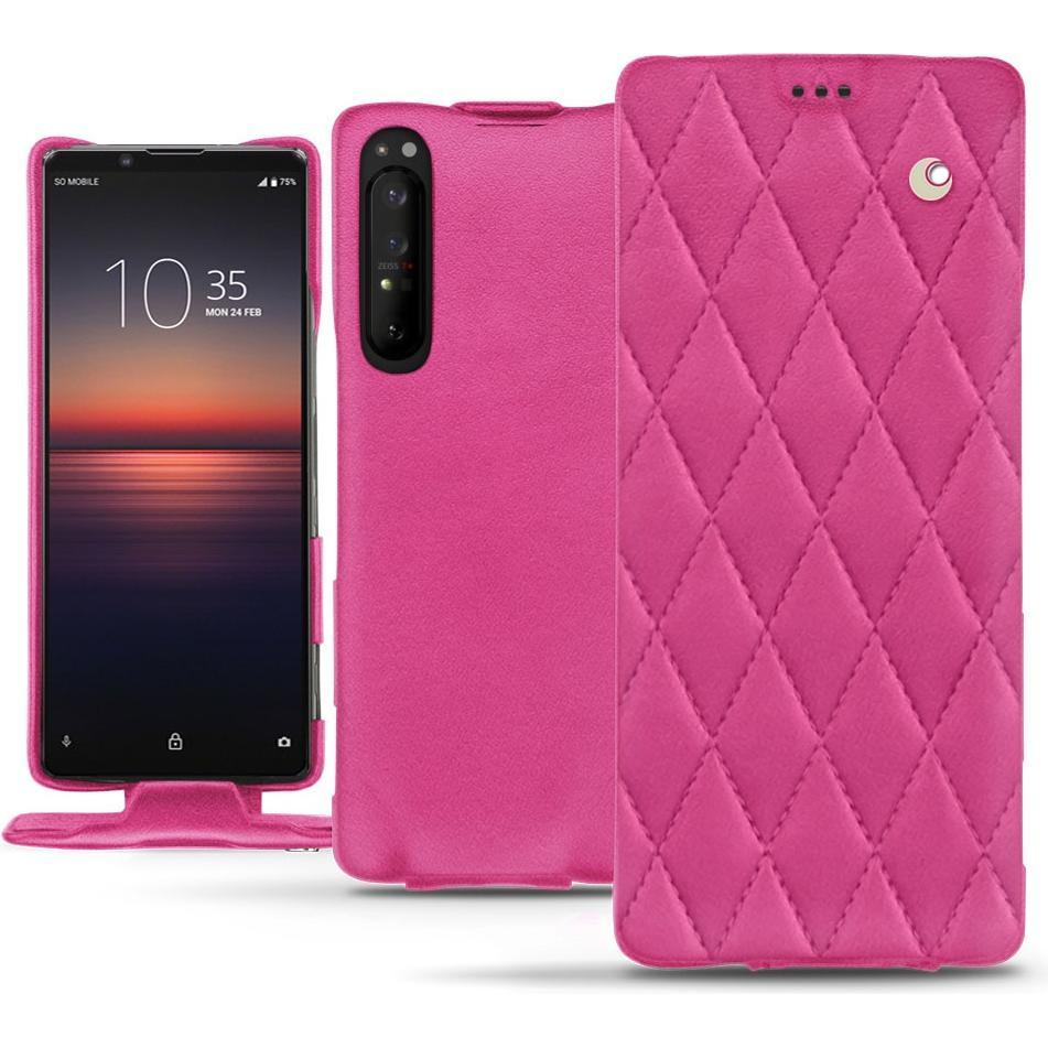 Noreve Lederschutzhülle vertikal (Sony Xperia 1 II), Smartphone Hülle, Rosa