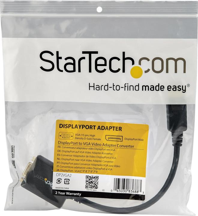 Produktbild StarTech DisplayPort auf VGA Video Adapter / Konverter mit bis zu 1920x1200 / DP 20 Pin (St) zu VGA 15Pin... (Kamera Konverter)