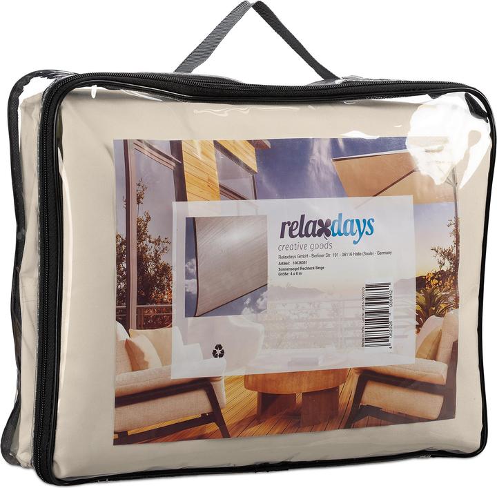 Actual product image Relaxdays Beige Rectangular Awning (400 x 600 cm)