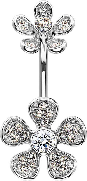 Produktbild Star Piercing Banane Innengewinde silber doppel Blume (Messing, Chirurgenstahl 316L)