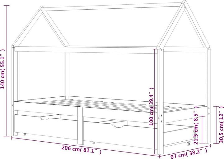 Produktbild vidaXL Kinder Bettrahmen (90 x 200 cm)