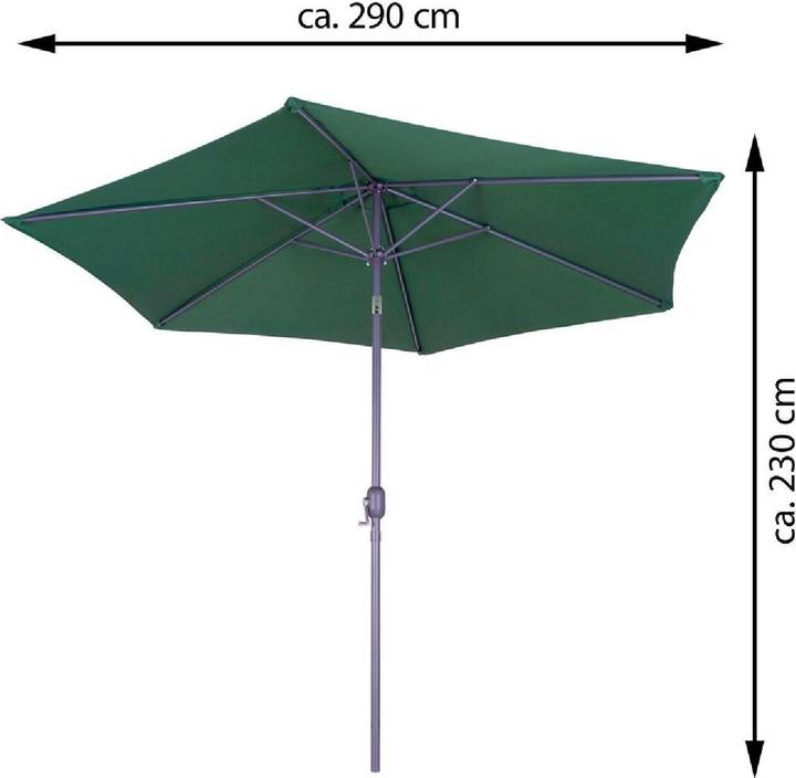 Actual product image VCM Sonnenschirm 2,90m Grün mit Kurbel neigbar wasserabweisend UV Schutz 50+