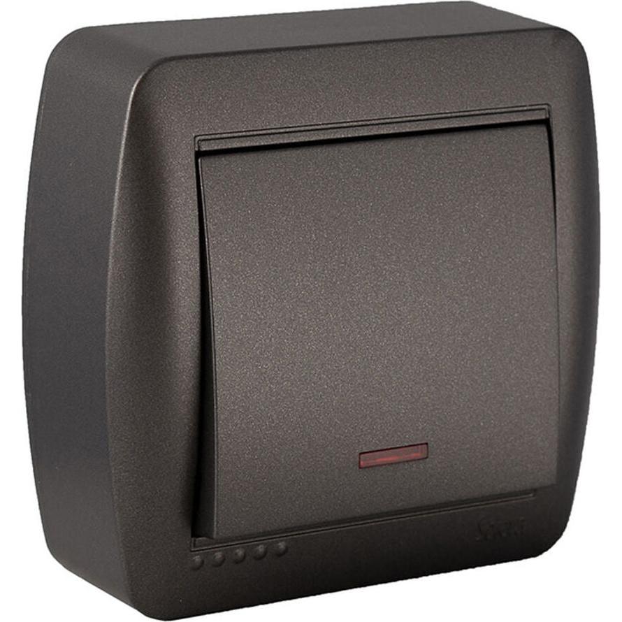 Solera Einzel-Kippschalter Mural 7,4 x 7,2 x 2,8 cm 250 V 10 A Graphit, Pulsante + Interruttore, Grigio