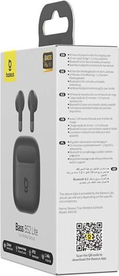 Produktbild Baseus - Wireless Earbuds Bass BS2 Lite (A0010A02) - True Wireless Stereo - Cosmic Black (7 h, Kabellos)