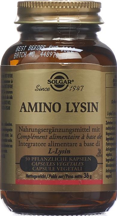 Produktbild Solgar Amino Lysin Pflanzliche Kapseln (50 Stk) (50 Stück, Kapseln, 160 g)