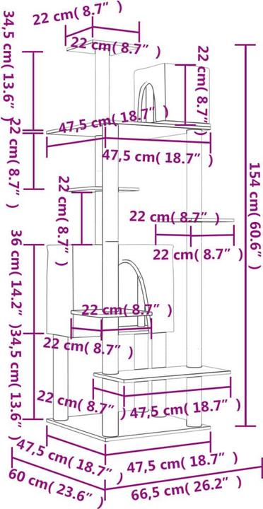 Produktbild vidaXL Kratzbaum (154 cm, Dunkelgrau)