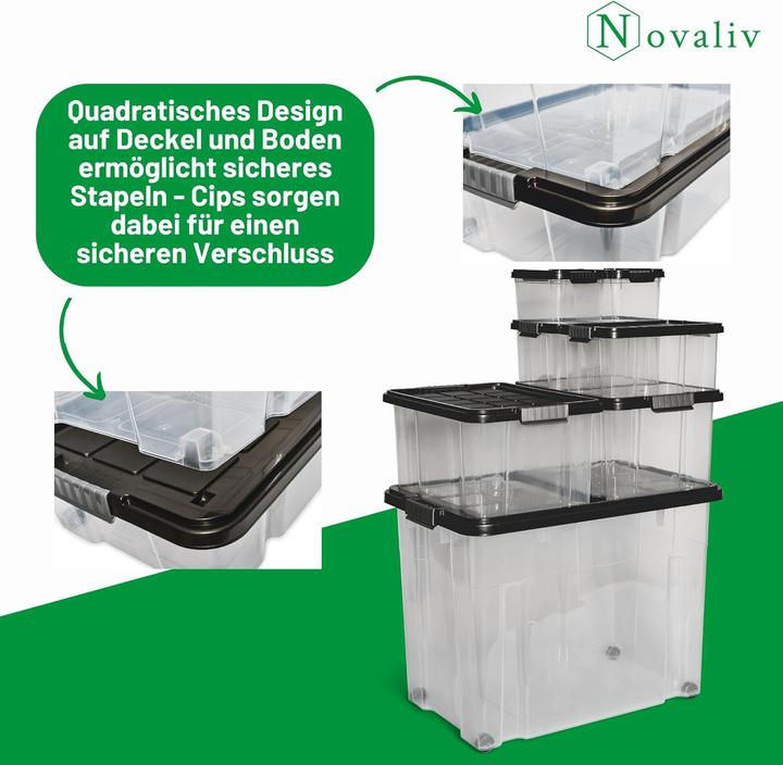 Image du produit Novaliv XXL Aufbewahrungsbox mit Deckel Gross 80L Anthrazit Nestbar stapelbare Plastikbox mit Clipver (40 cm, 80 l, 1x)