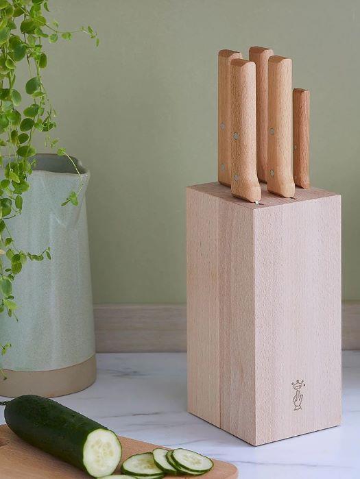 Actual product image Opinel 002403 PARALLELE MEAT knife block with 5 knives
