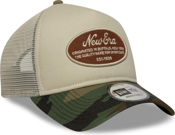 Produktbild New Era A-Frame Trucker Cap - Retro Brand Patch Beige Camo