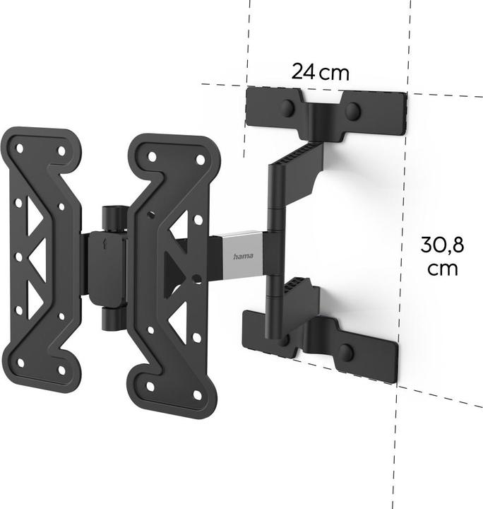 Actual product image Hama TV wall mount, swivelling, tilting, extra flat, 122 cm (48") up to 25 kg (Wall, 48", 25 kg)