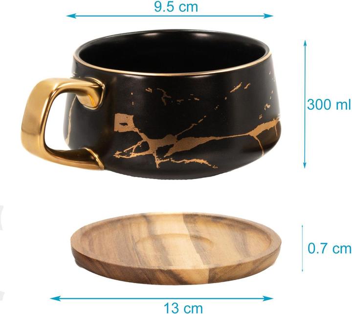 Image du produit Intirilife Tasse à thé avec soucoupe en bois (200 ml, 2 x)