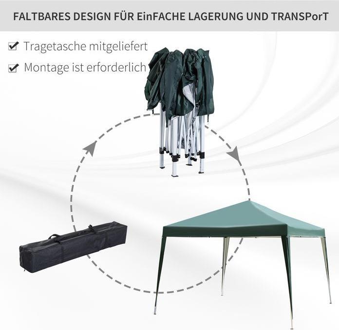 Produktbild Swisshandel24 Faltpavillon 2,95 x 2,95 m Pop-Up UV-Schutz Stahl+Oxford Grün (300 cm, 295 cm)