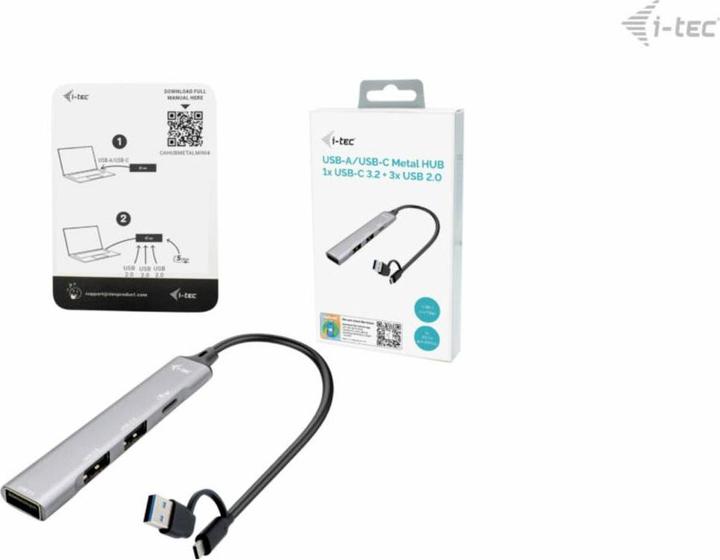 Produktbild i-tec USB-A/USB-C Metal HUB 1x USB-C 3.1 + 3x USB 2.0 (USB-A, USB-C, 4 Ports)