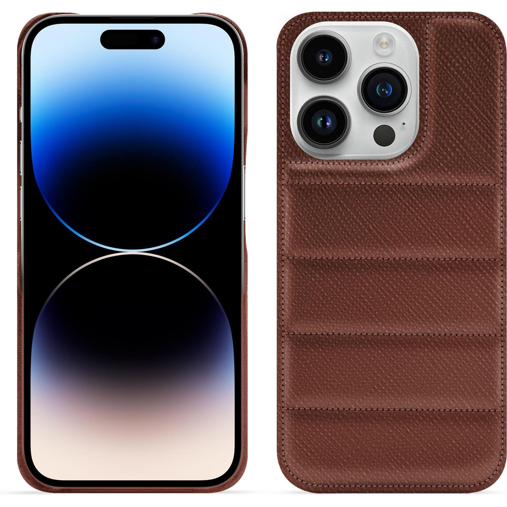 Noreve Lederschutzhülle (Apple iPhone 15 Pro), Smartphone Hülle, Braun