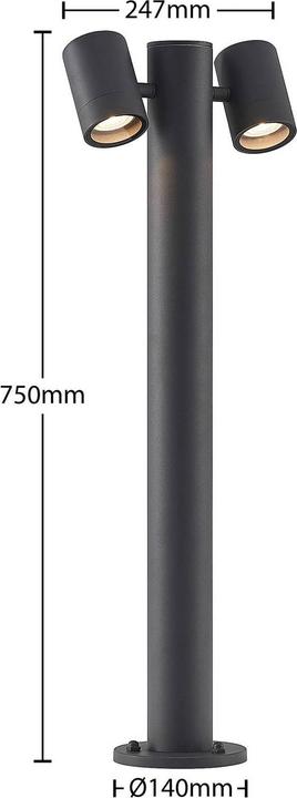 Image du produit Lucande Maloney 2 Luminaire de jardin H75 Dark Grey (GU10, IP54)