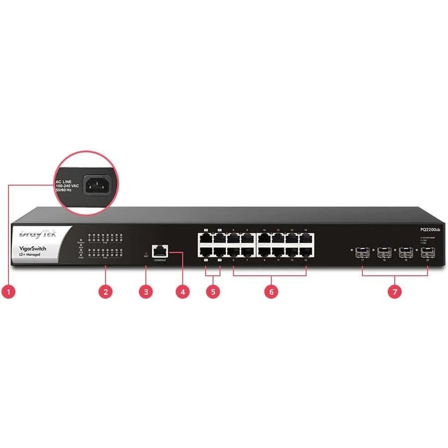 Thumbnail - Draytek VigorSwitch PQ2200xb (20 Ports), Netzwerk Switch