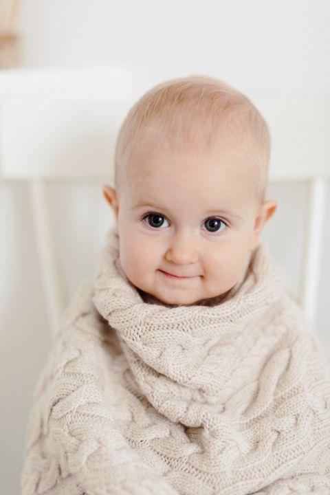 Immagine prodotto My memi Coperta per bambini in Merino - Intrecciato Beige (80 x 100 cm)