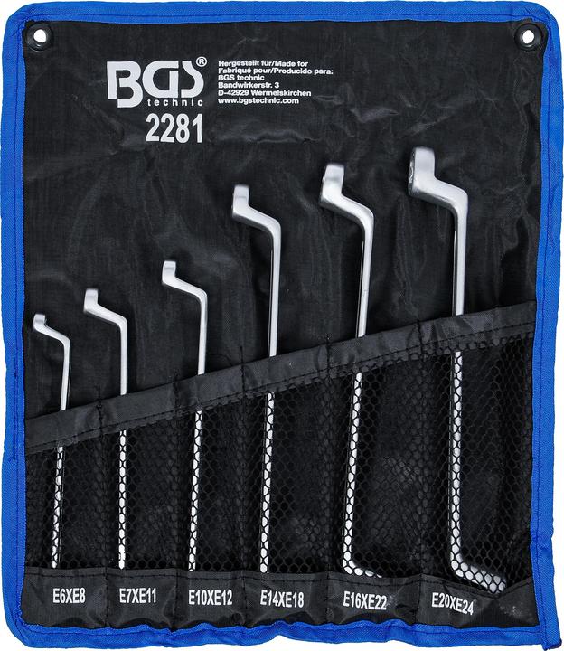 Produktbild BGS Doppel-Ringschlüssel-Satz mit E-Profil-Ringköpfen gekröpft SW E6 - E24 6-tlg.