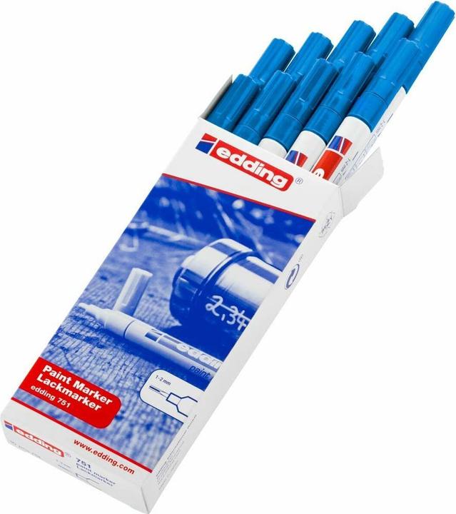 Produktbild Edding Dauermarker 751 Blau (10 Stück) (Blau, 1.20 mm, 10 x)