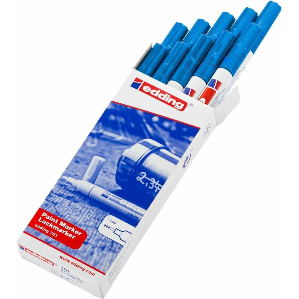 Edding, Marker, Dauermarker 751 Blau (10 Stück) (Blau, 1.20 mm, 10 x)