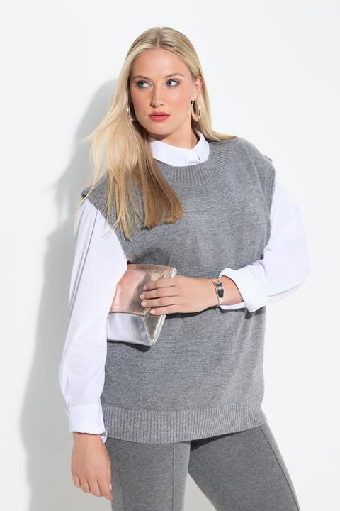 Produktbild Ulla Popken Pullunder, Strukturstreifen, Glitter, Rundhals, ärmellos (54)