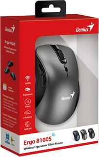 Produktbild Genius Ergo 8100S/Ergonomická/Optická/Pro praváky/1 600 DPI/Bezdrátová USB/Černá-šedá (Kabellos)