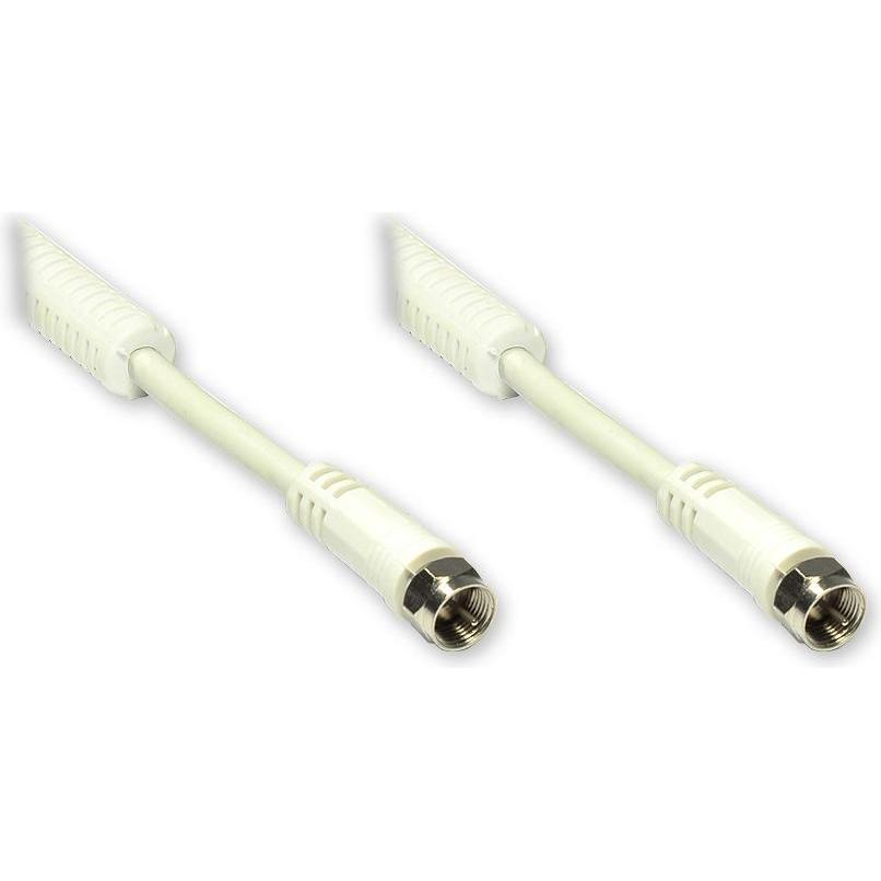Good Connections F-Anschlusskabel F-St. gerade an F-St. gerade mit Ferritkern, 100% geschirmt, 1,5m, weiss,  (85 dB, Ant...