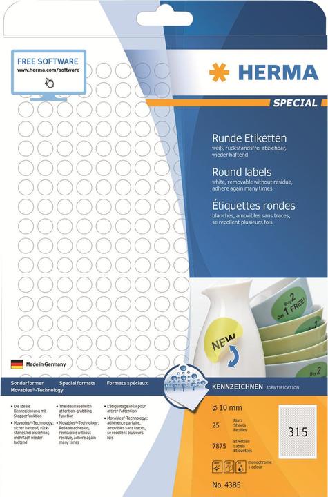 Image du produit HERMA Étiquettes détachables A4