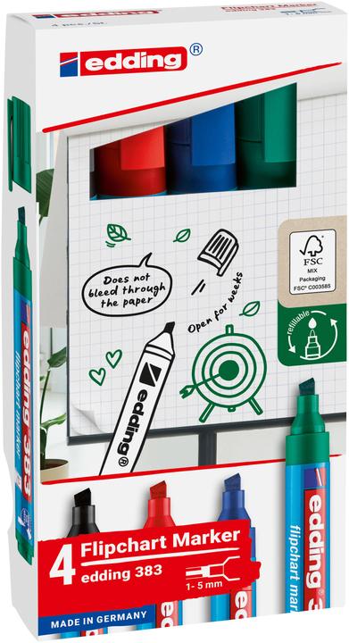 Produktbild Edding Flipchart-Marker (Mehrfarbig, 5 mm, 4 x)