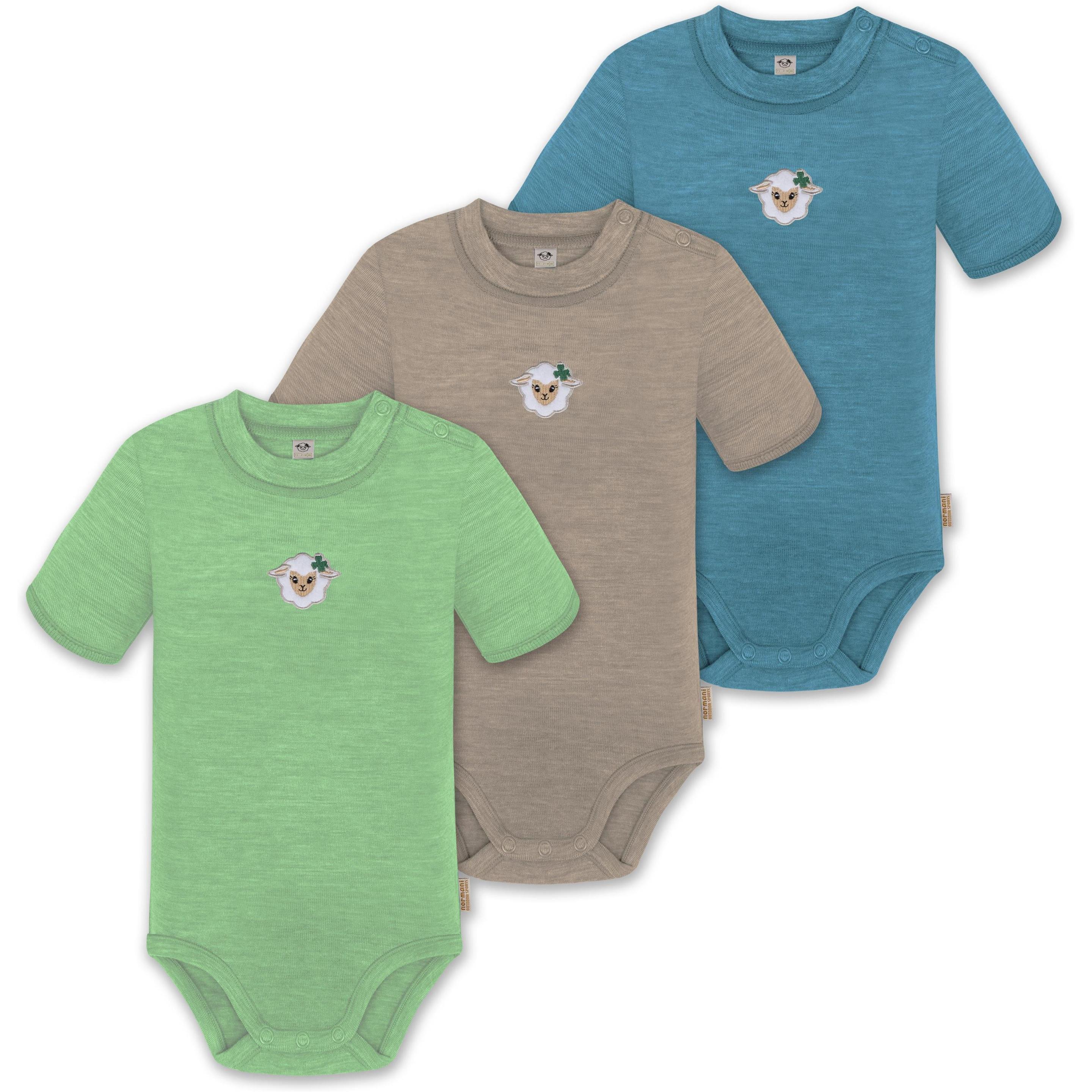Thumbnail - Normani, Body, 3er Set Baby Merino Kurzarmbody „Tihoi" - 9319, Blau, (68)
