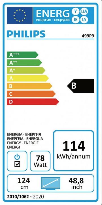 Label énergétique Philips 499P9H/00 (5120 x 1440 pixels, 49")