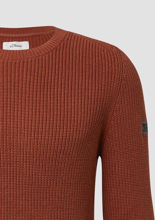 Produktbild s.Oliver Strickpullover Strukturierter Baumwoll-Pullover mit Label-Patch (XL)