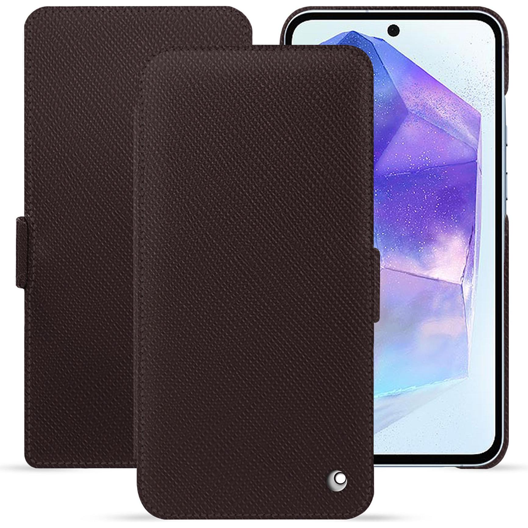 Noreve Lederschutzhülle horizontal (Samsung Galaxy A55), Smartphone Hülle, Braun