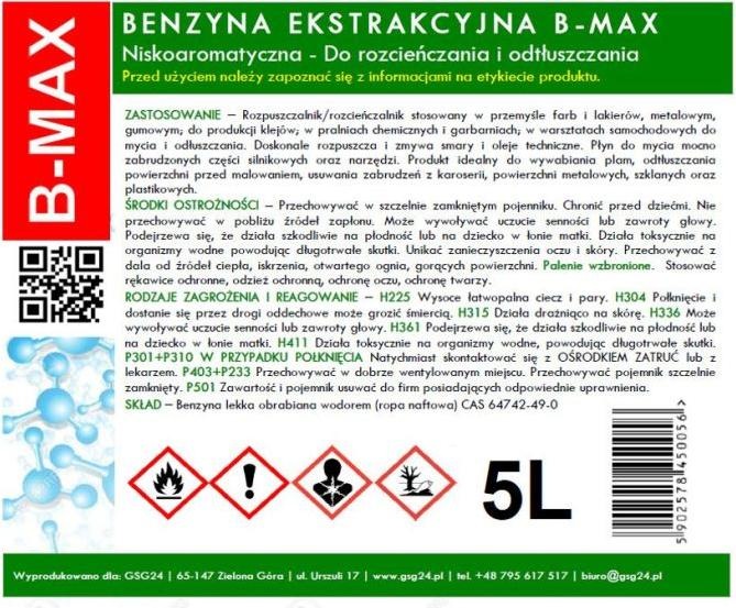 Produktbild Gsg24 Geruchloses Extraktionsbenzin B-MAX 5L