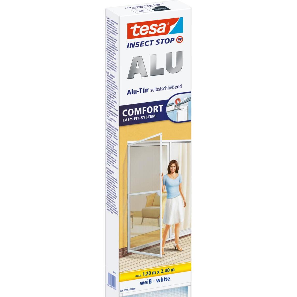 Thumbnail - tesa, Fliegengitter, Insektenschutz Alu COMFORT für Türen, XL Insektengitter (120 x 240 cm)
