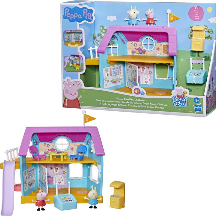 Actual product image Hasbro Peppa's Children's Clubhouse, preschool toy with sound effects, contains 2 figures and 7 acces