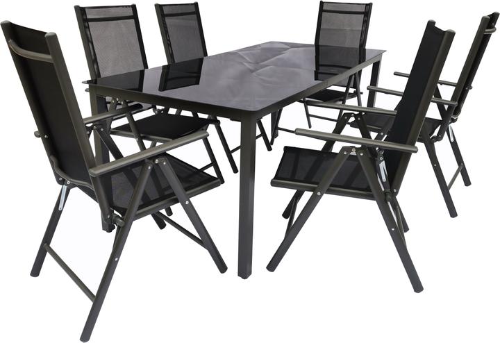Immagine prodotto VCM Set di mobili da giardino in alluminio 190 x 80 vetro nero (190 cm)