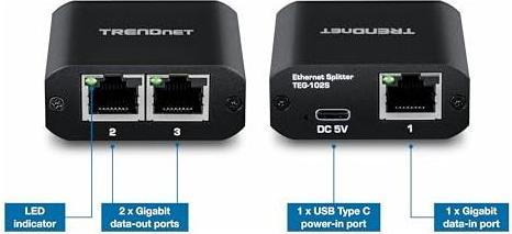 Produktbild Trendnet 2-Port Gigabit Splitter With (3 Ports)
