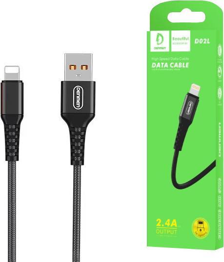 Actual product image Denmen Iphone Verstärktes Geflochtenes Usb-Kabel Schwarz 1m D02l - Beschädigte Box (USB 3.2 Gen 1)