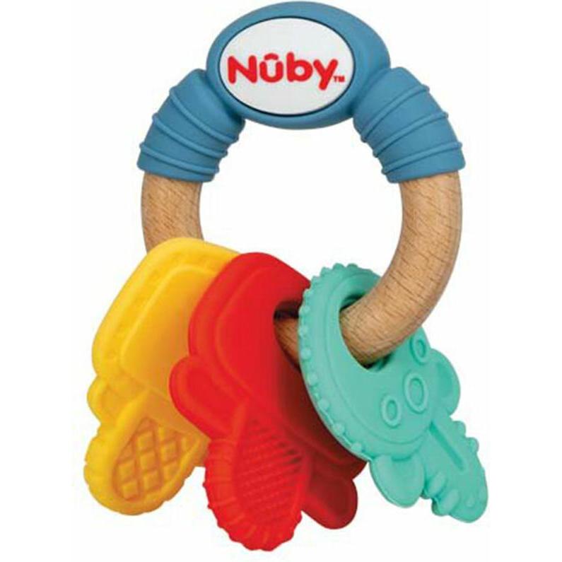 Nuby, Beissring, MORDEDOR madera y silicona llaves 3m+ 1 u